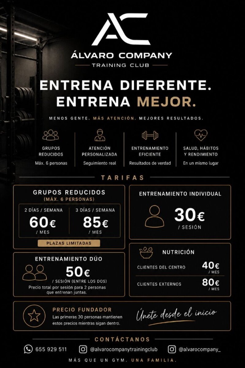 Tarifas Álvaro Company Training Club